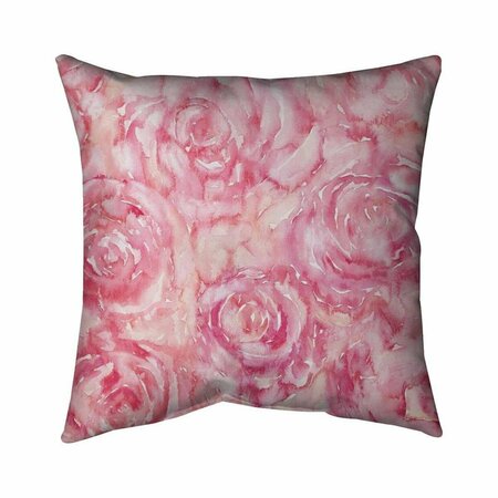 BEGIN HOME DECOR 26 x 26 in. Roses In Watercolor-Double Sided Print Indoor Pillow 5541-2626-FL316